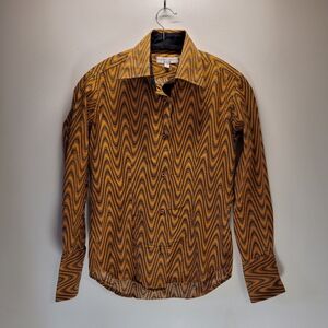 Coton doux fitted shirt orange/brown waves - size 2